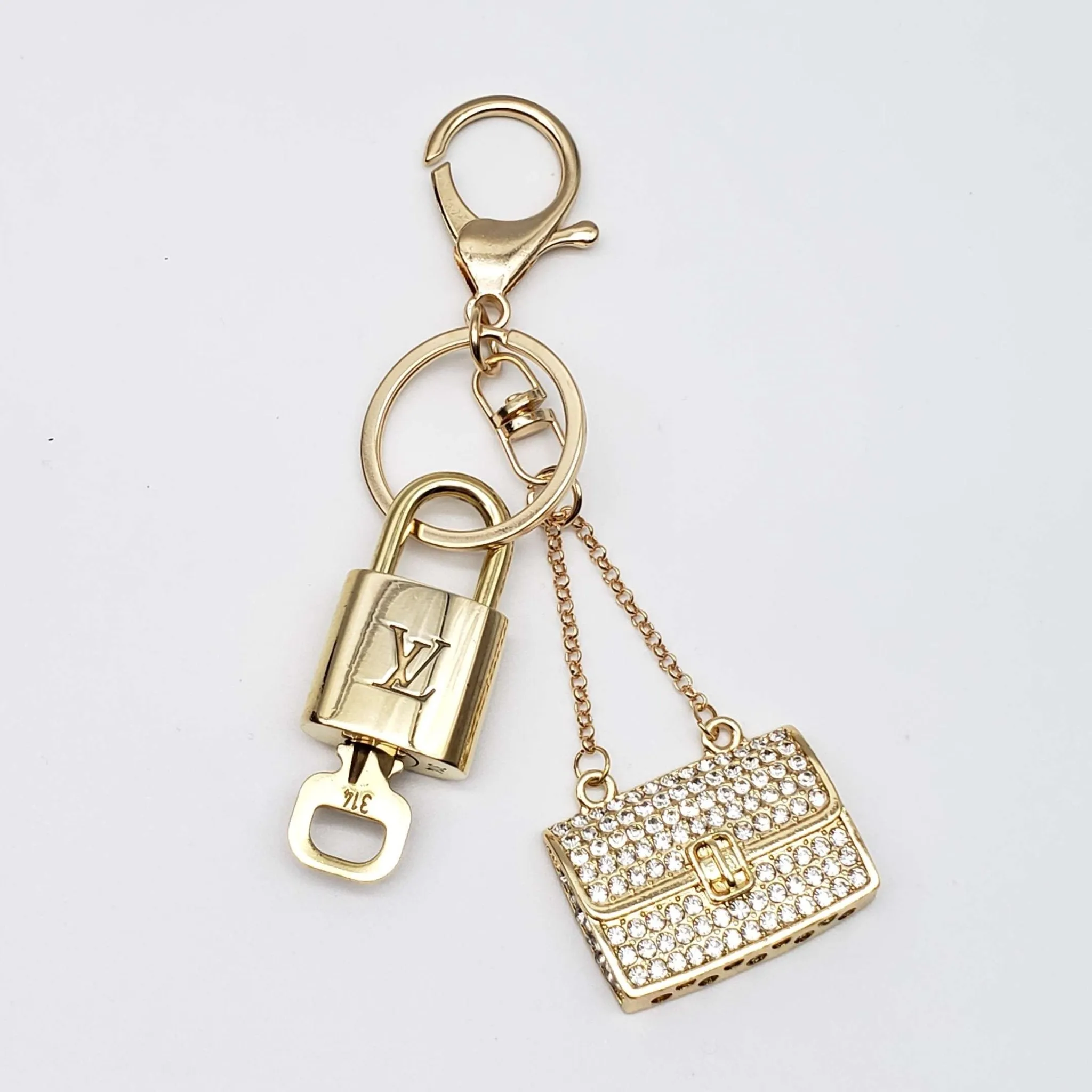 100%  Louis Vuitton Lock and Key with Unbranded Keychain, Keycharm, Bagcharm