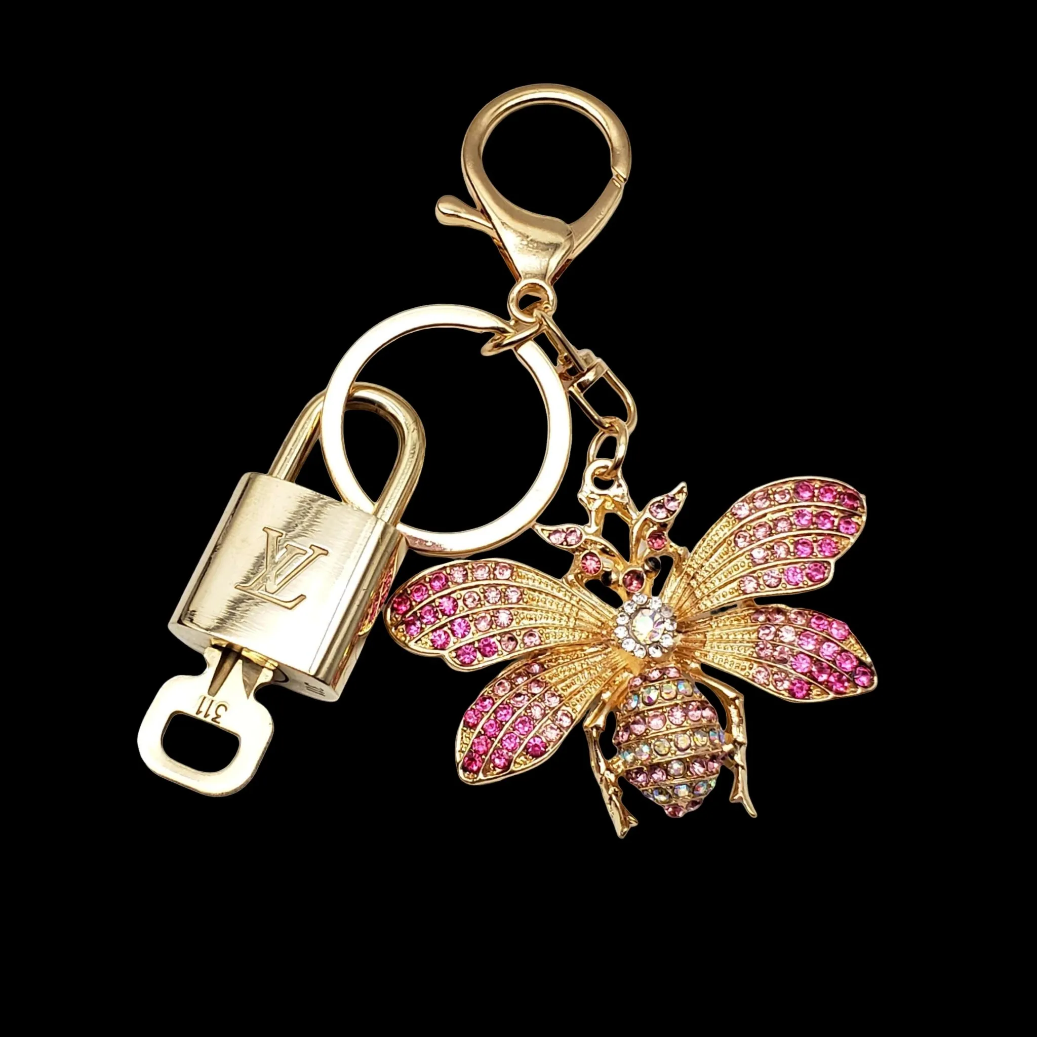 100%  Louis Vuitton Lock and Key with Unbranded Keychain, Keycharm, Bagcharm
