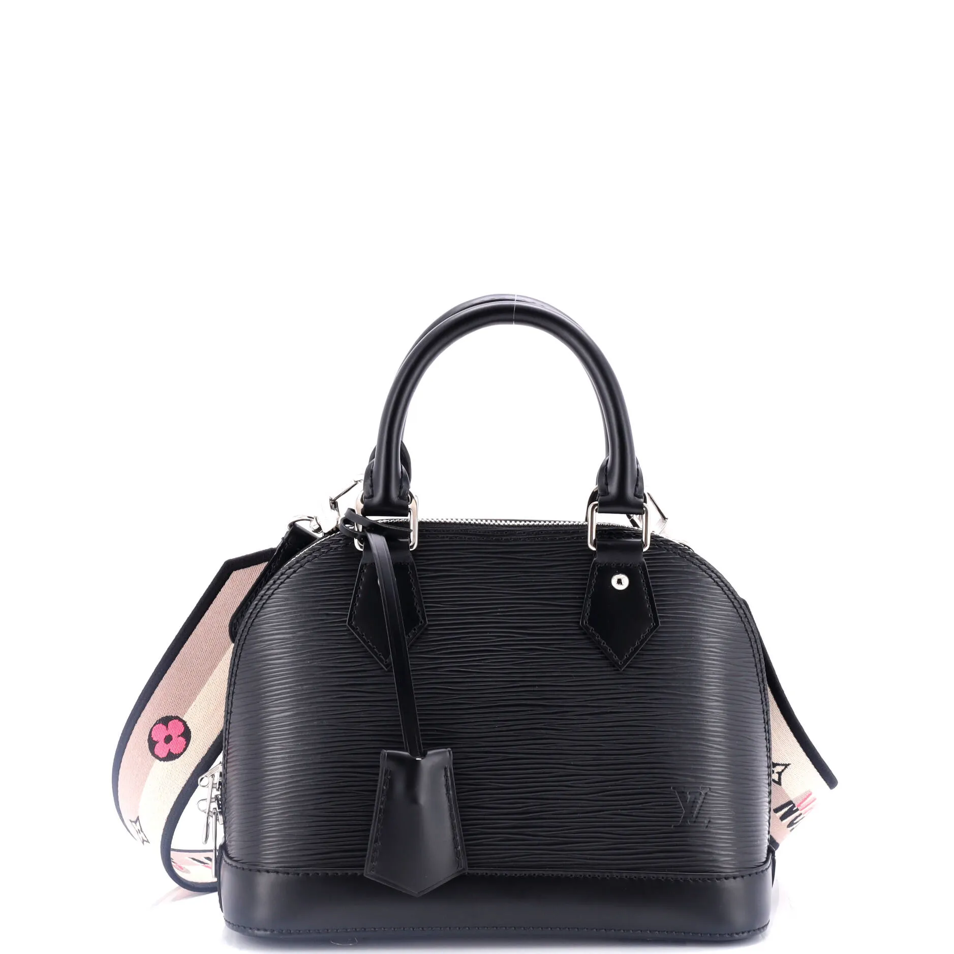 Alma Handbag Epi Leather with Logo Jacquard Strap BB
