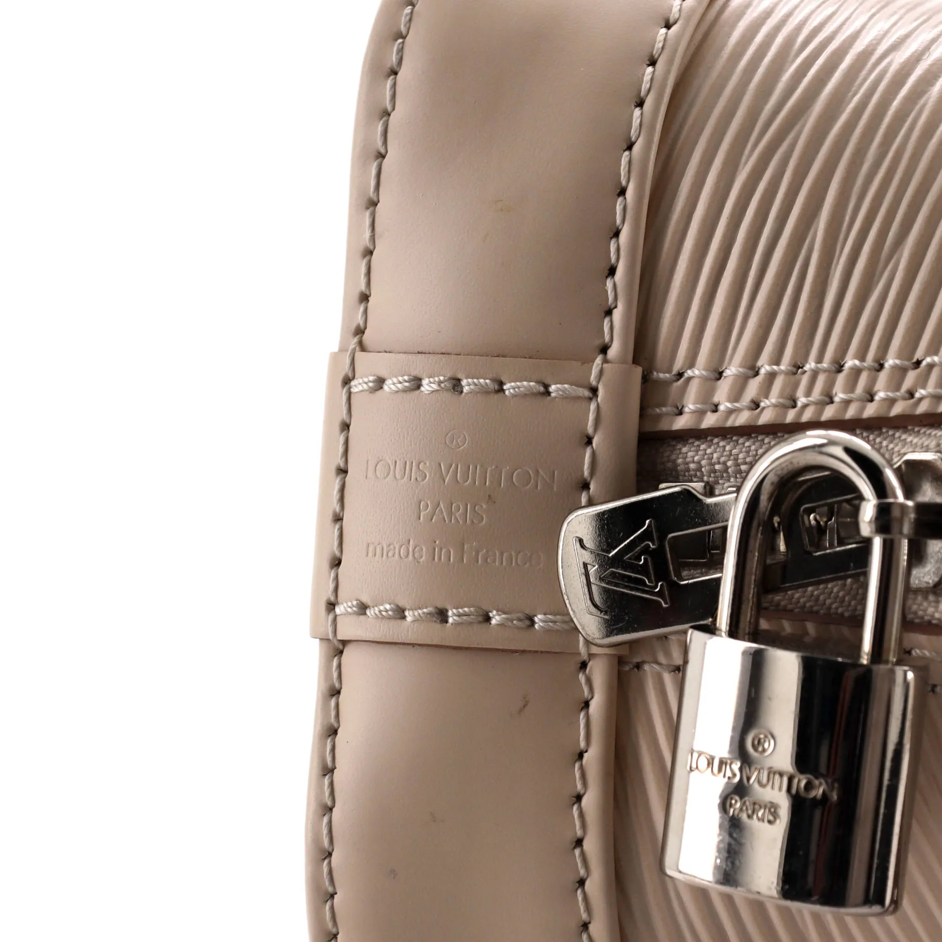 Alma Handbag Epi Leather with Logo Jacquard Strap BB