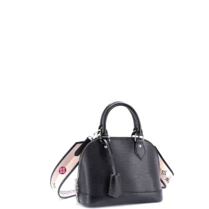 Alma Handbag Epi Leather with Logo Jacquard Strap BB