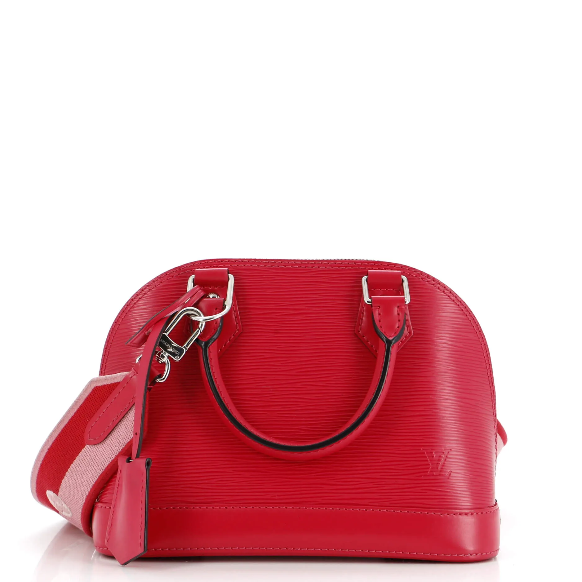 Alma Handbag Epi Leather with Logo Jacquard Strap BB