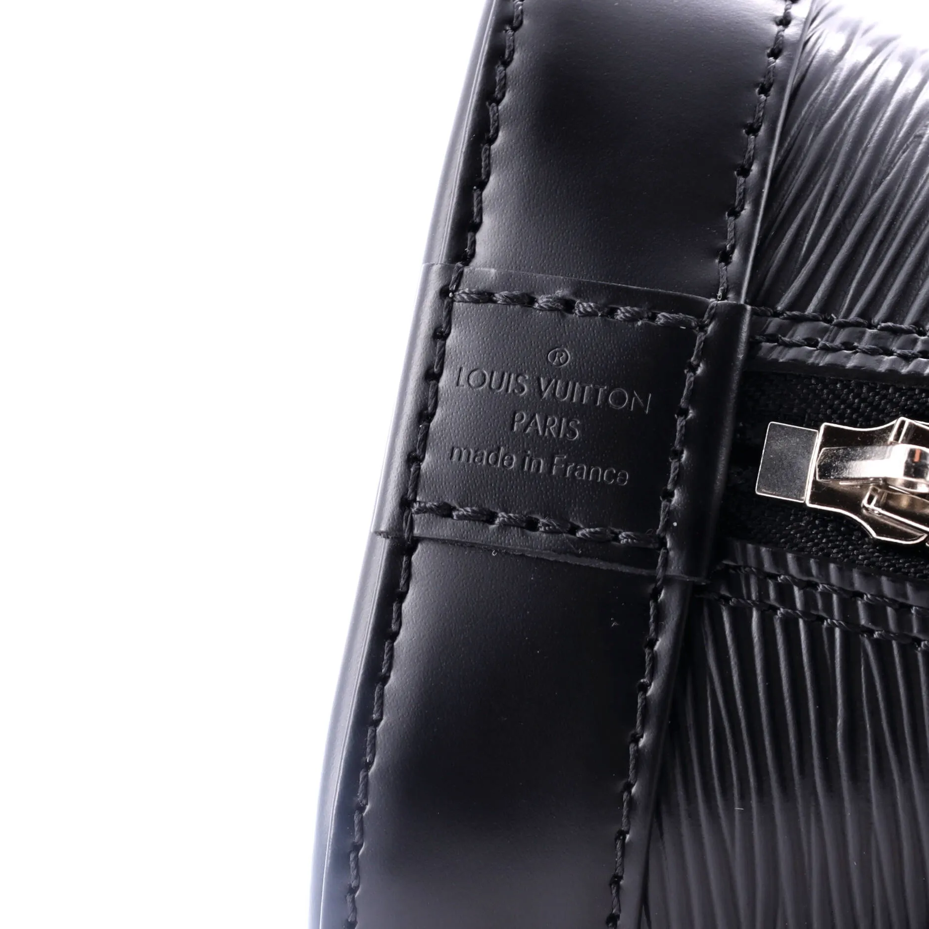Alma Handbag Epi Leather with Logo Jacquard Strap BB