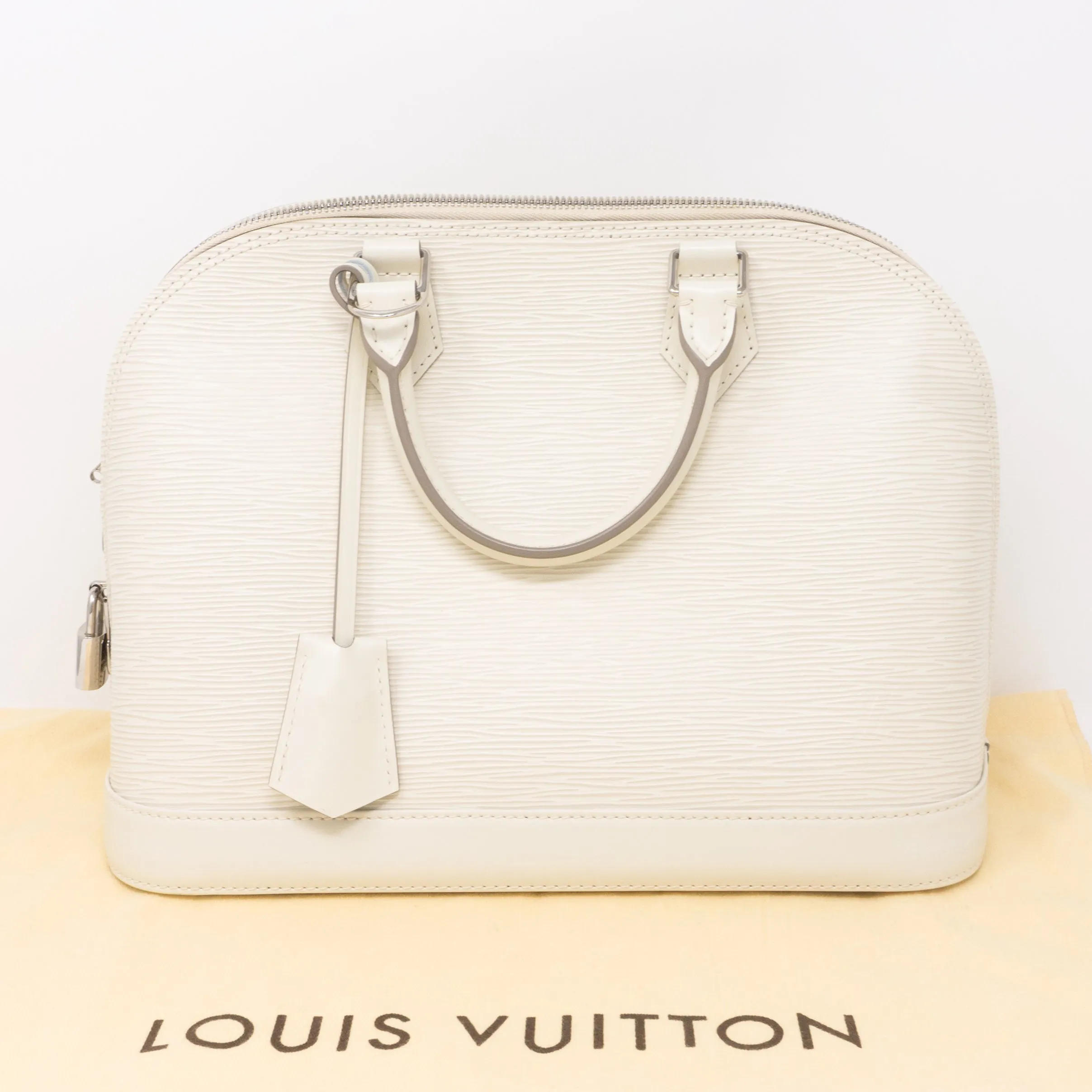 Alma PM White Epi Leather