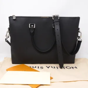 Anton Soft Briefcase Black Taiga Leather