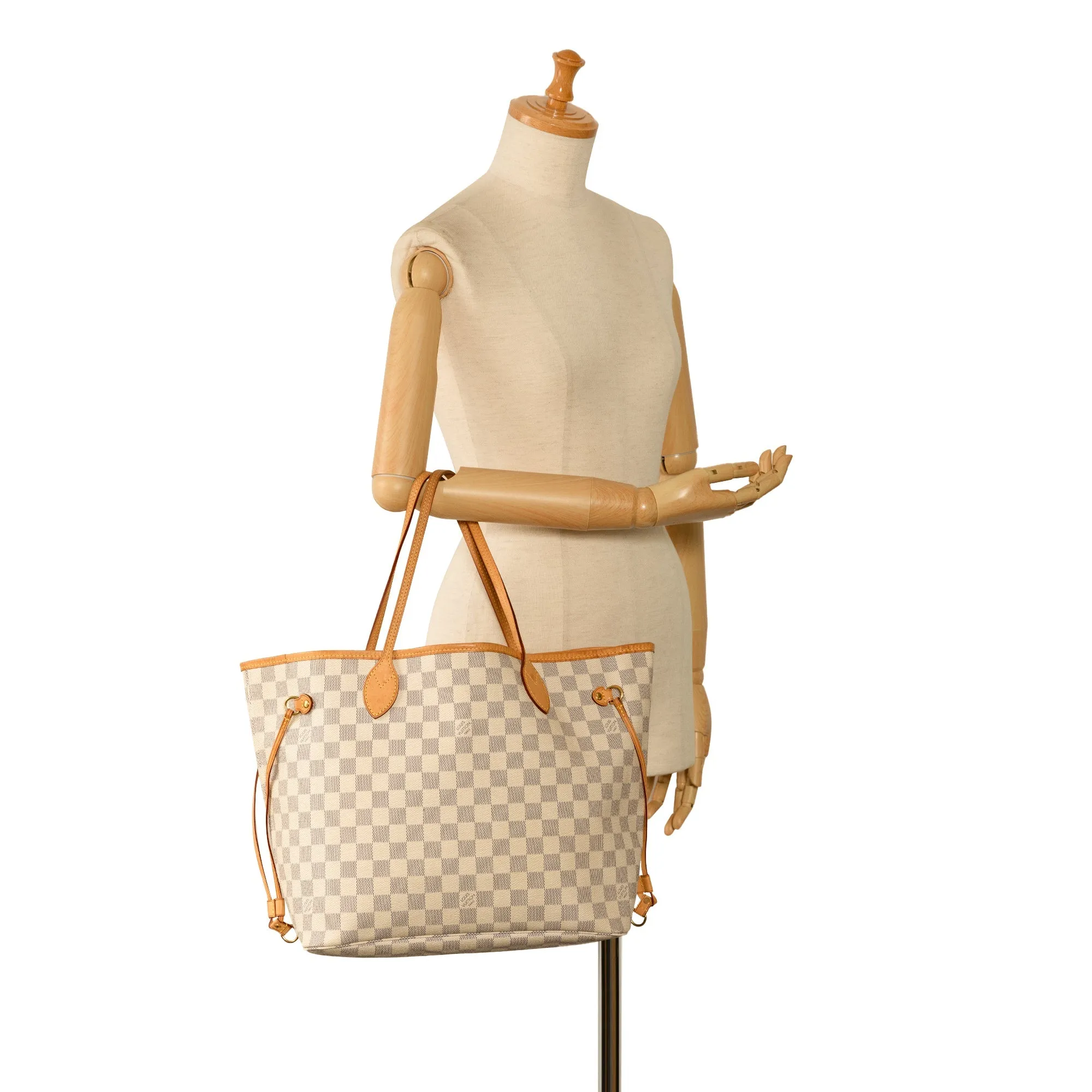 Beige Louis Vuitton Damier Azur Neverfull MM Tote Bag