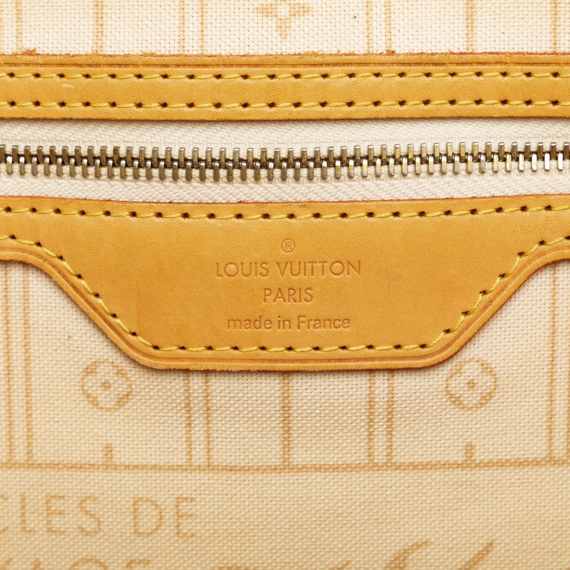 Beige Louis Vuitton Damier Azur Neverfull MM Tote Bag