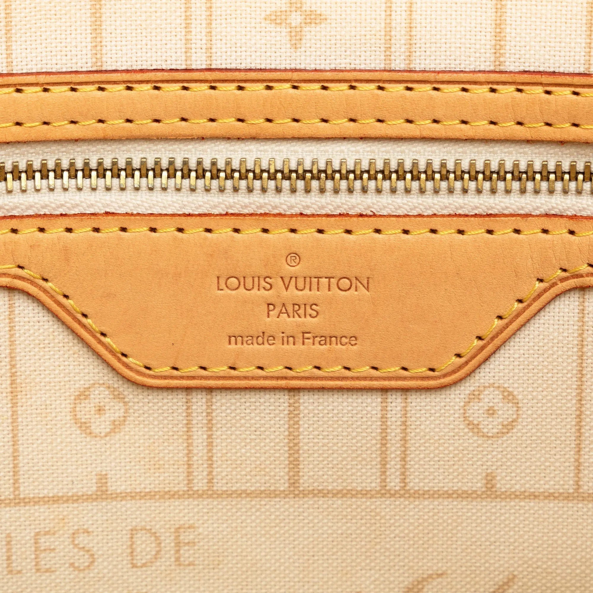 Beige Louis Vuitton Damier Azur Neverfull MM Tote Bag