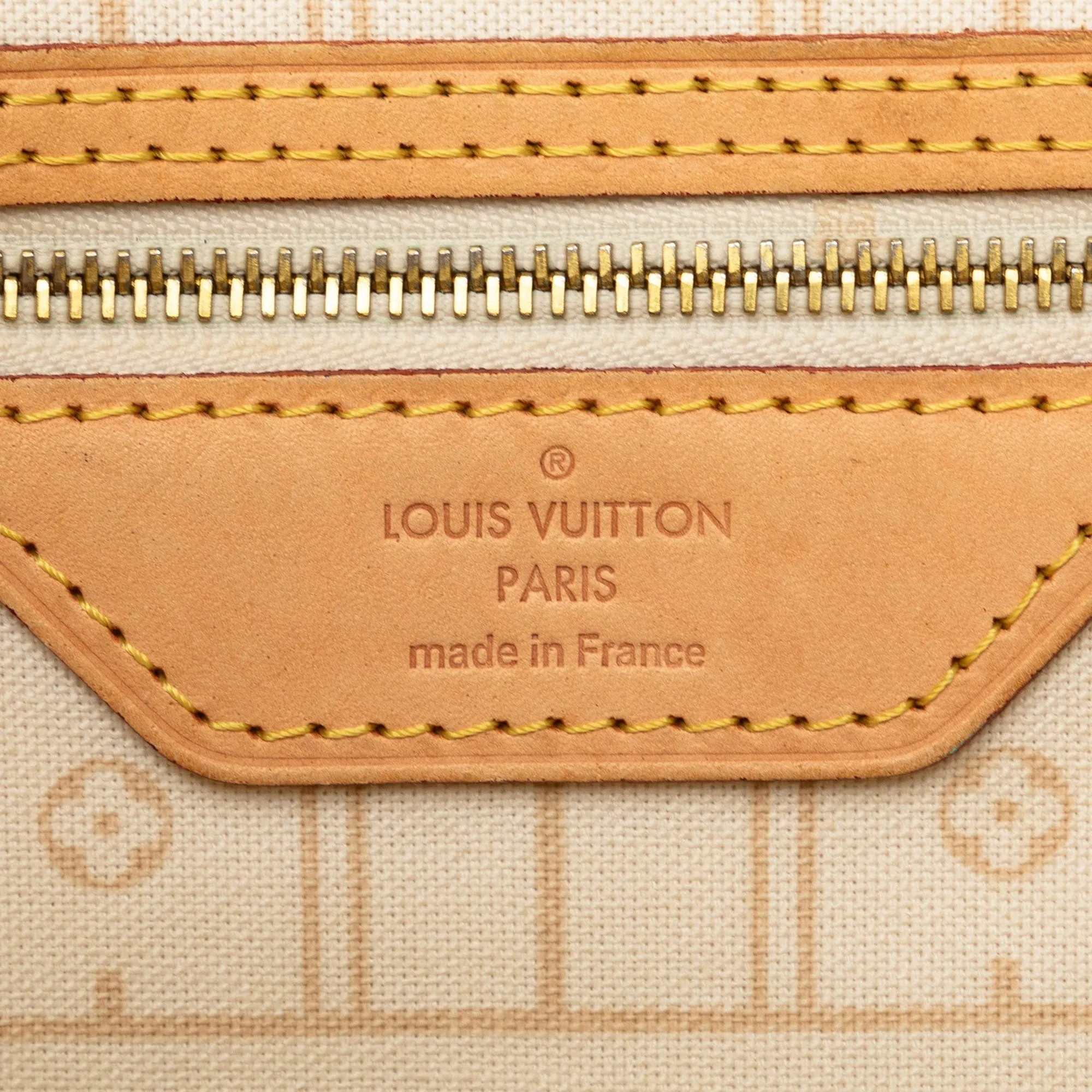 Beige Louis Vuitton Damier Azur Neverfull MM Tote Bag