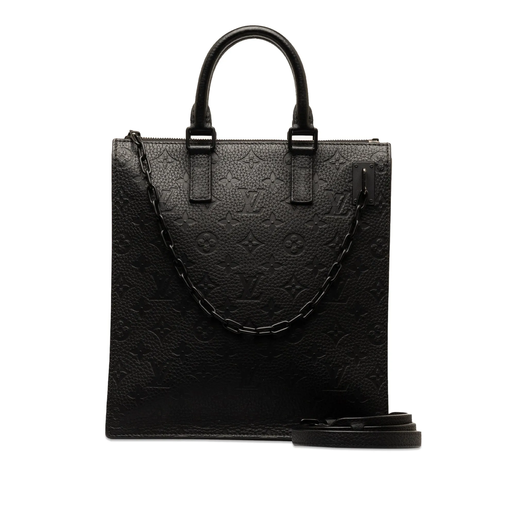 Black Louis Vuitton Monogram Taurillon Sac Plat Satchel