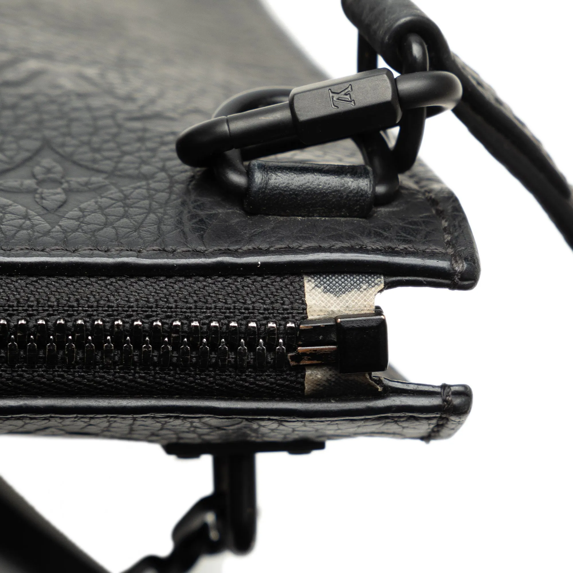 Black Louis Vuitton Monogram Taurillon Sac Plat Satchel