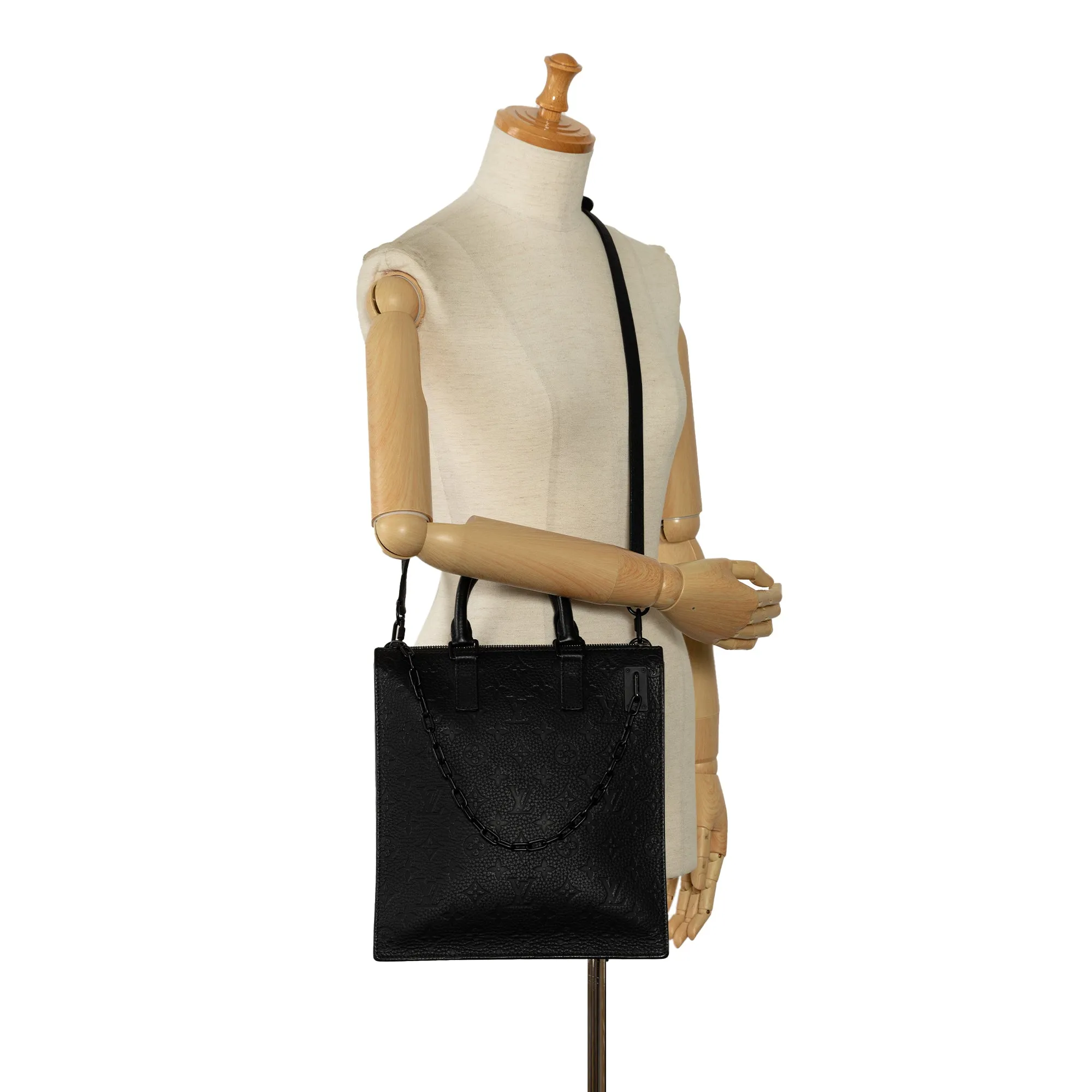 Black Louis Vuitton Monogram Taurillon Sac Plat Satchel