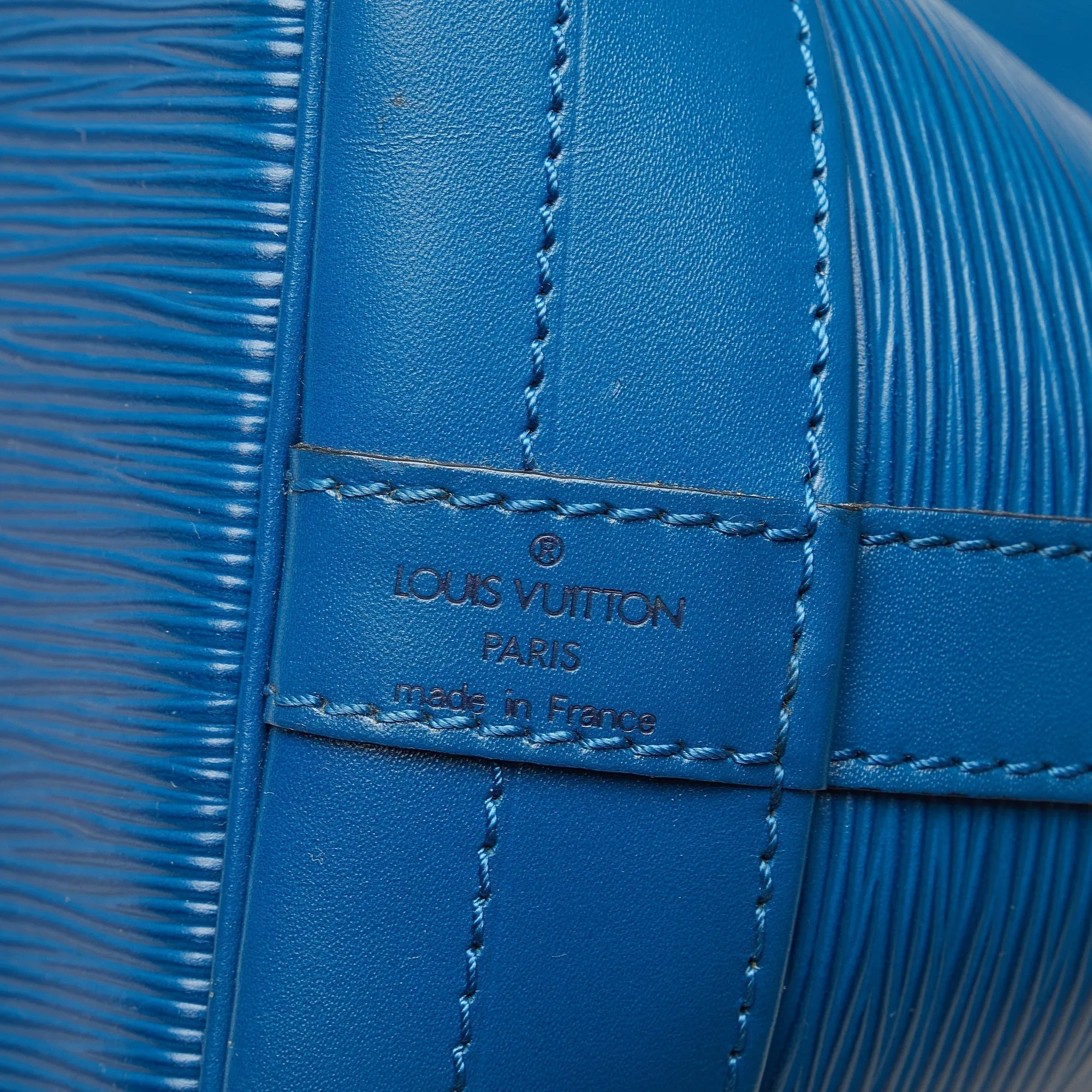 Blue Louis Vuitton Epi Noe GM Bucket Bag