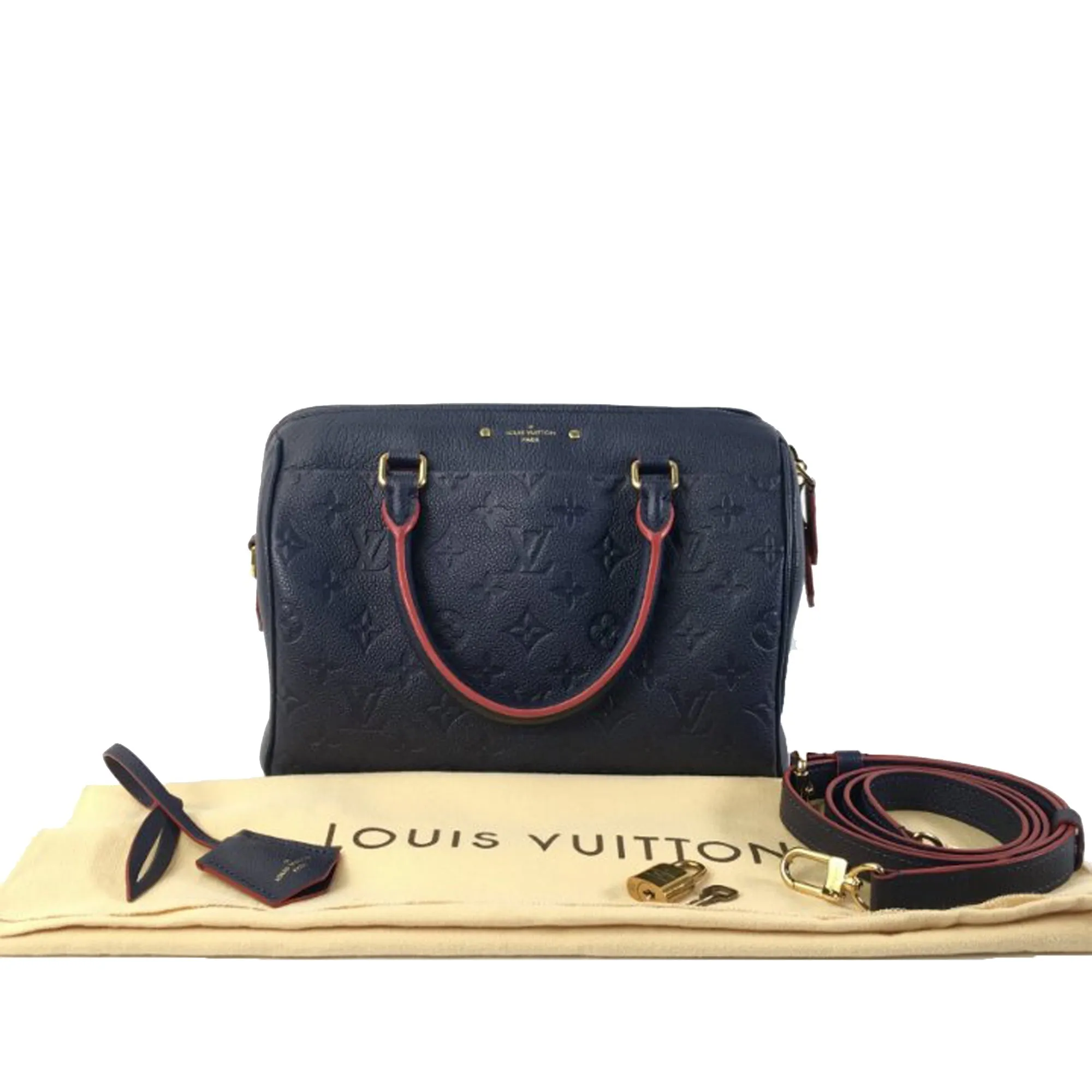 Blue Louis Vuitton Monogram Empreinte Speedy Bandouliere 25 Satchel