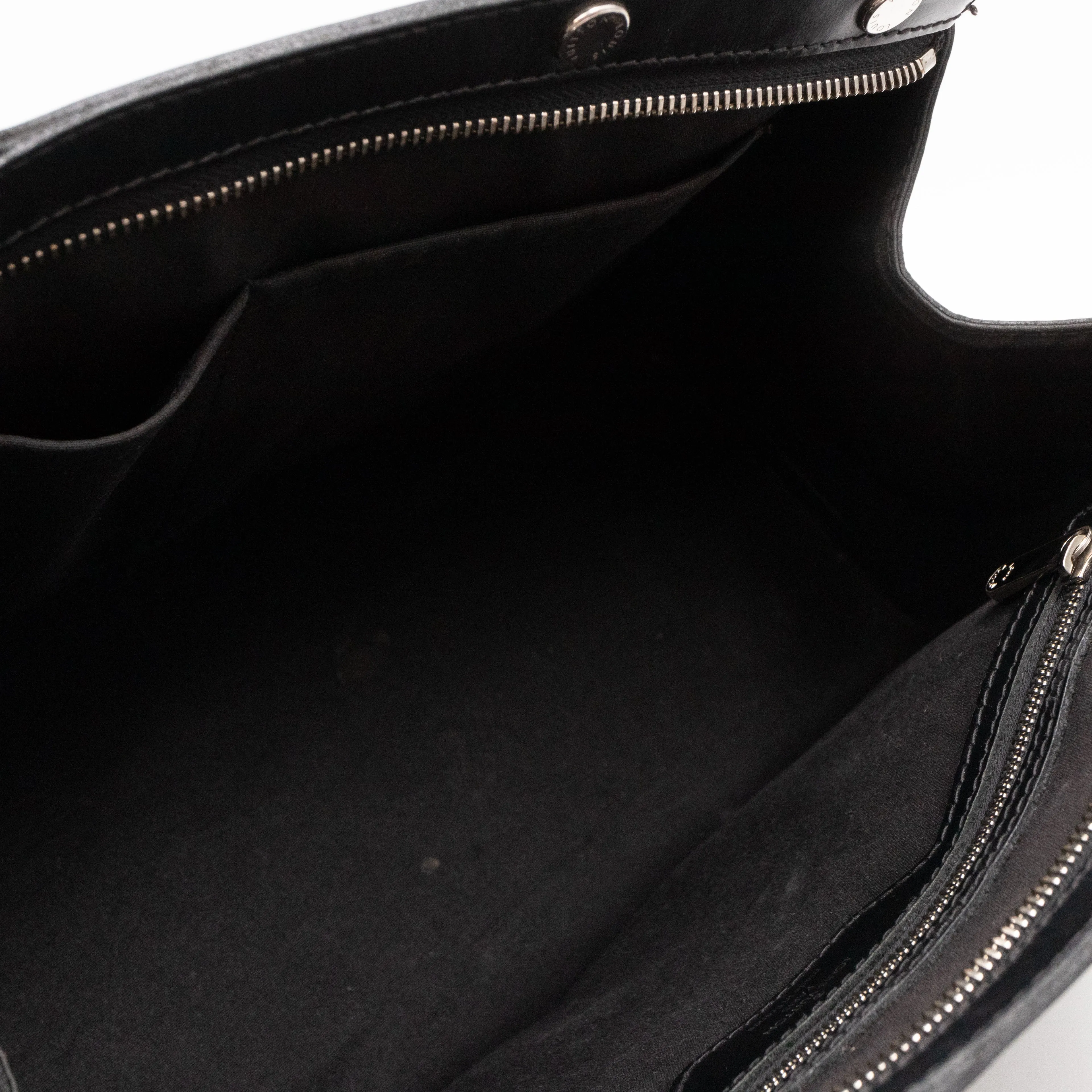 Brea MM Black Epi Leather with Rouge Silver Charm