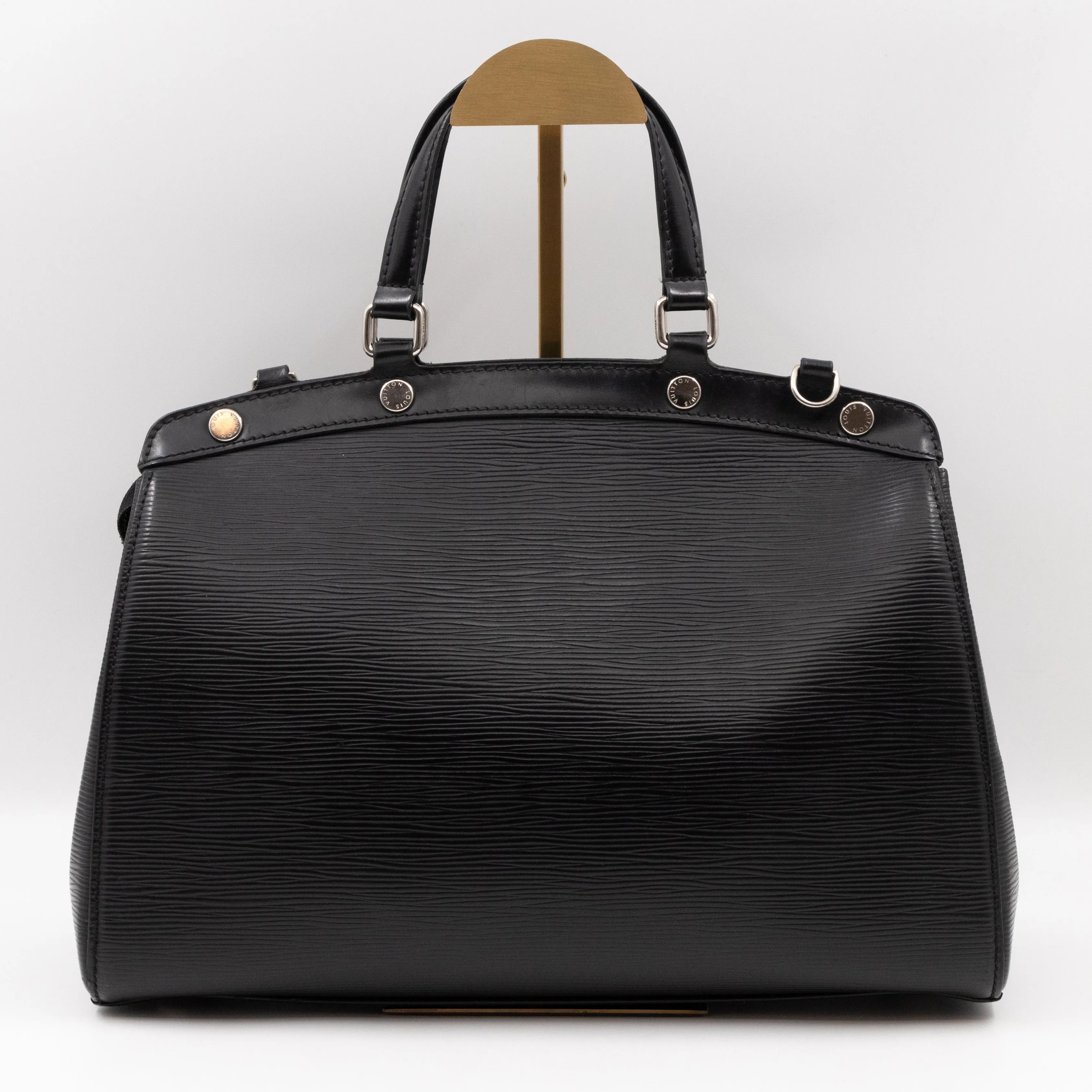 Brea MM Black Epi Leather with Rouge Silver Charm