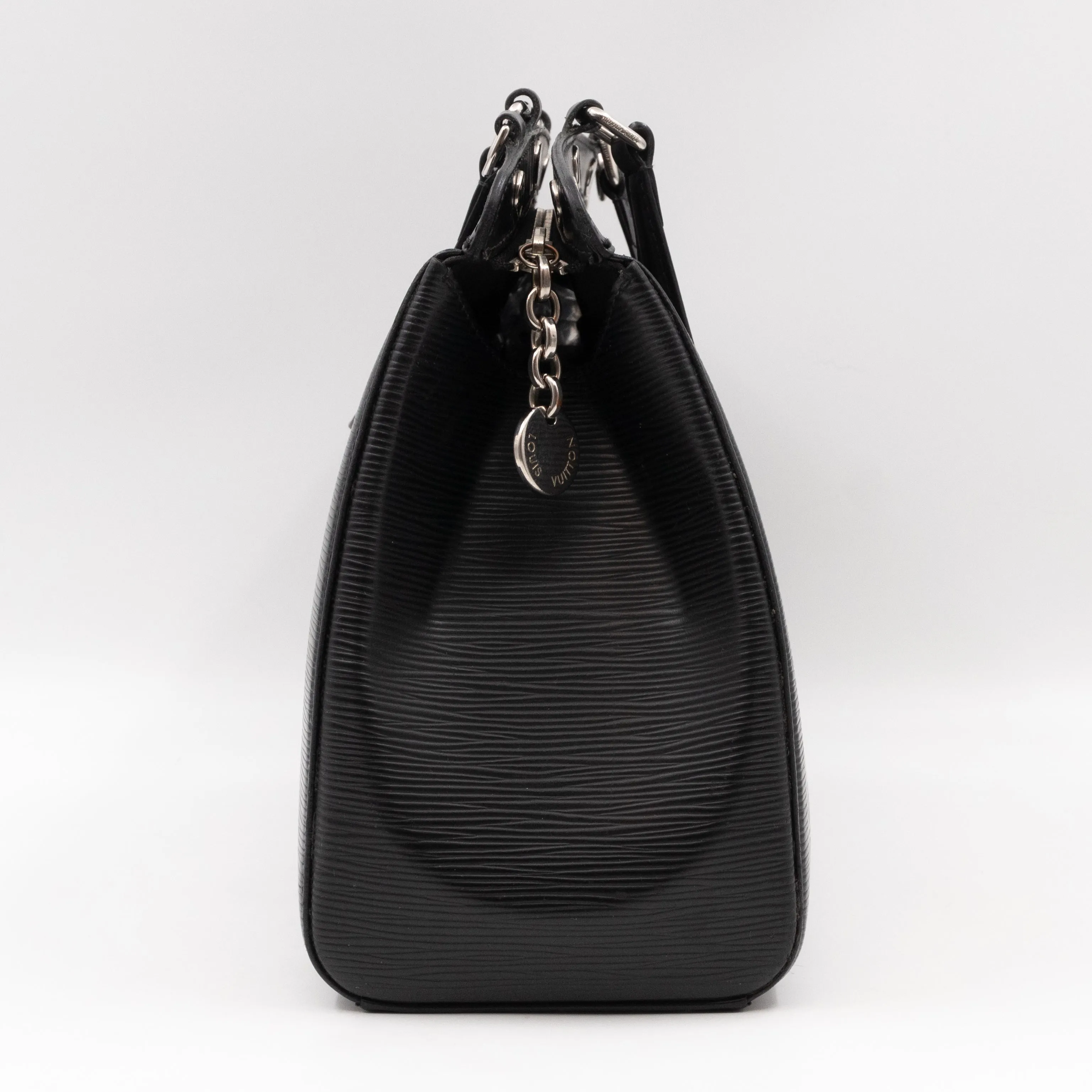 Brea MM Black Epi Leather with Rouge Silver Charm