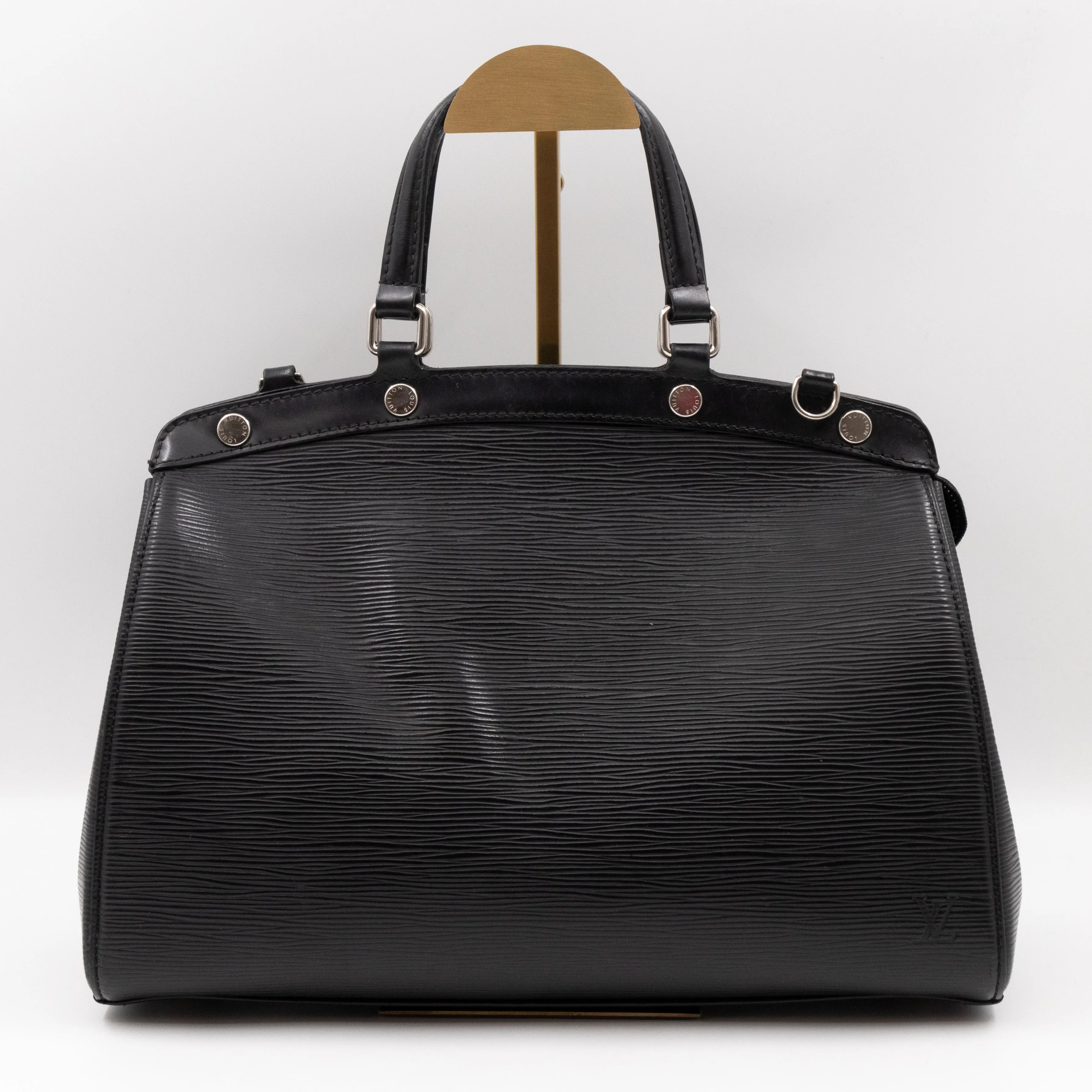 Brea MM Black Epi Leather with Rouge Silver Charm