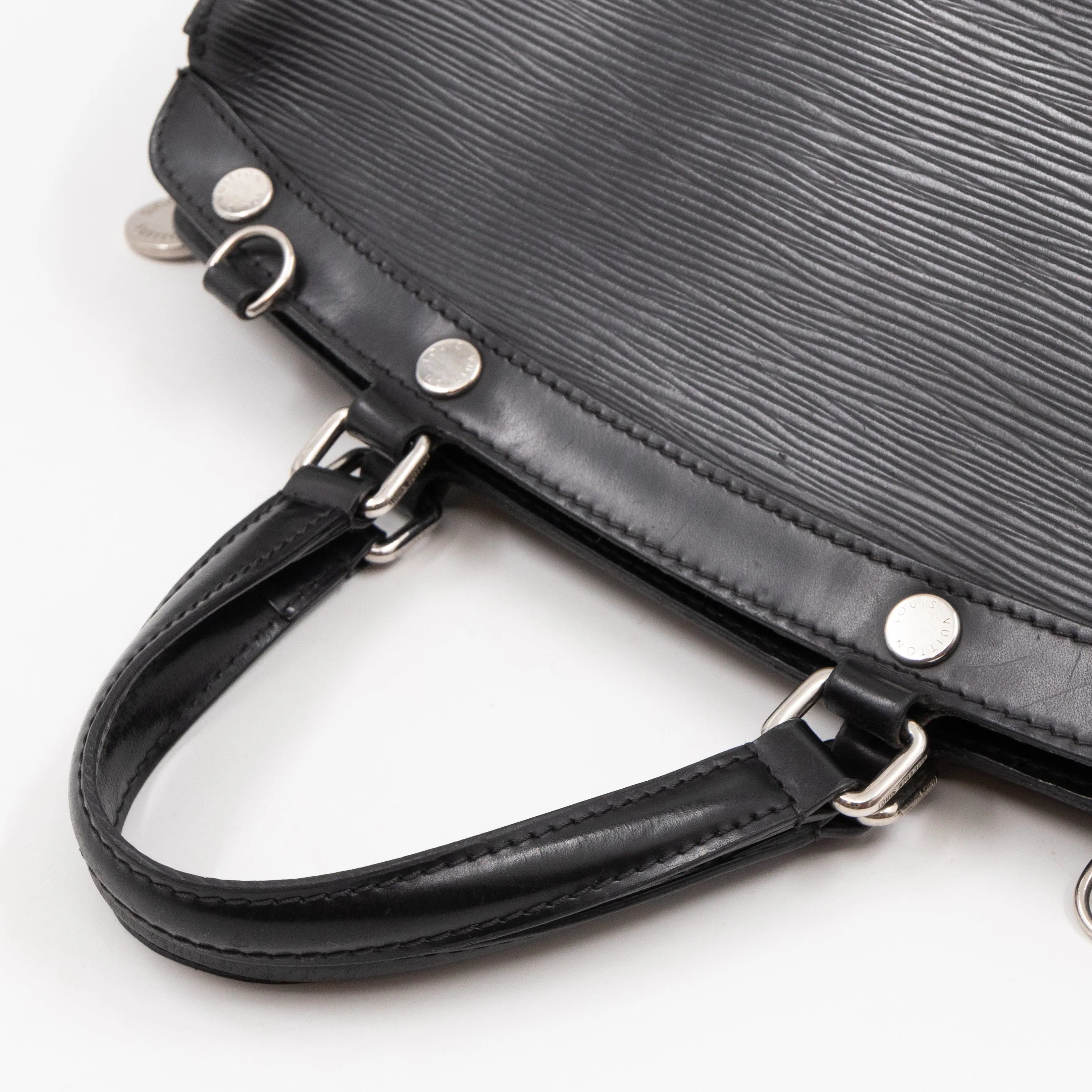 Brea MM Black Epi Leather with Rouge Silver Charm
