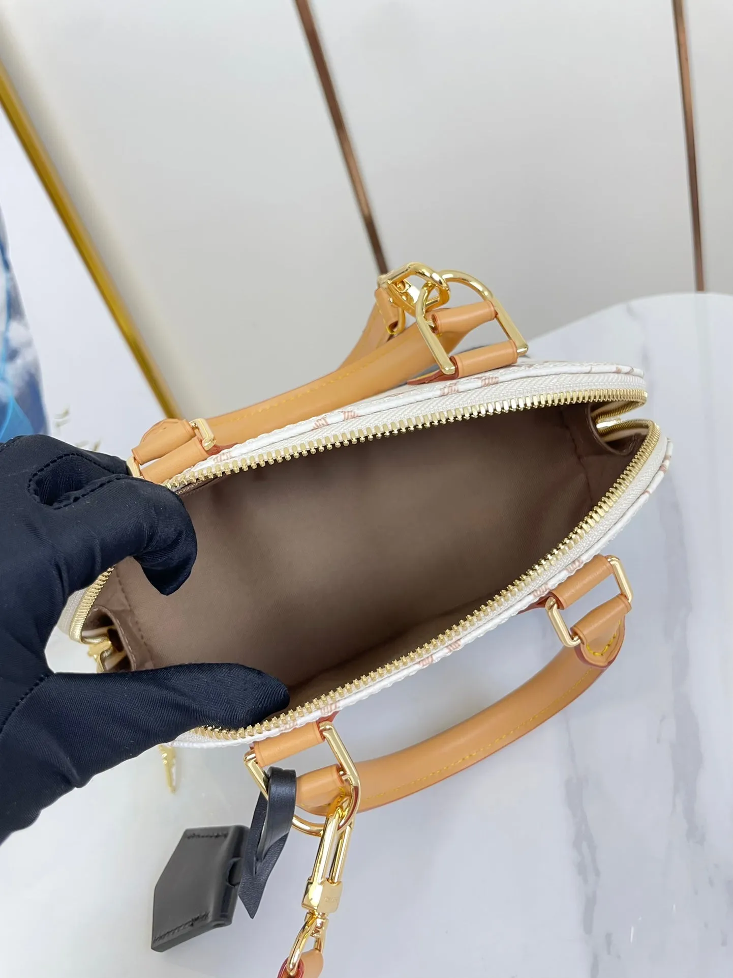 Louis Vuitton ALMA  BB 25 IN WHITE MONOGRAM DUNE CANVAS GOLD HARDWARE